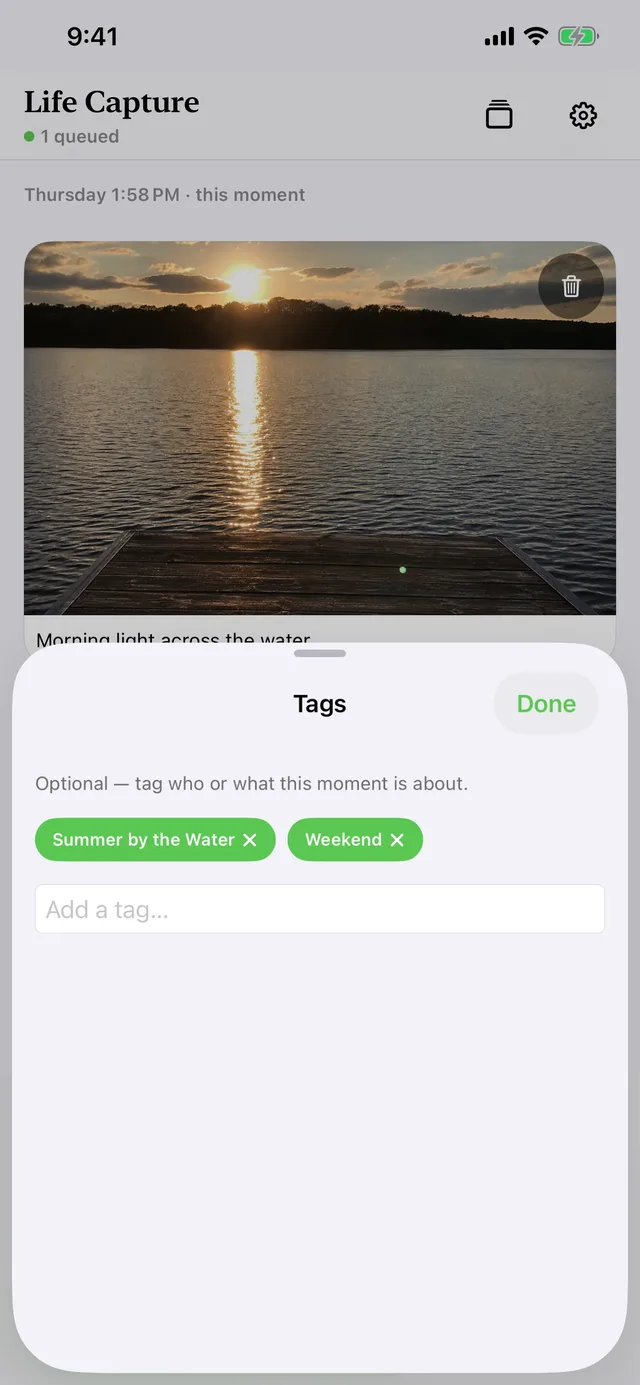 Tagging a Moment in Life Capture Pocket